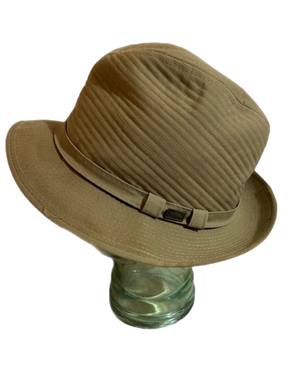 Vintage Adam Tan Fedora Trilby Hat Large 7 1/2-7 5/8 1950 Neutral Retro USA Made
